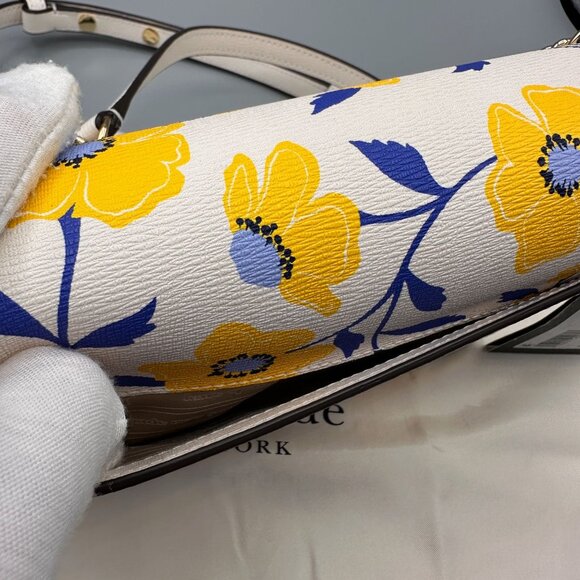 Kate Spade KF984 Morgan Sunshine Floral Printed PVC Flap Chain Wallet Crossbody - Picture 9 of 16